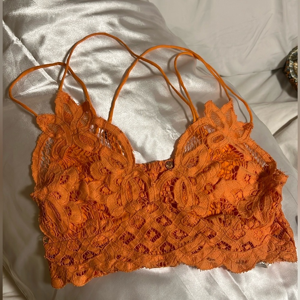 Free People Orange pineapple bralette top
